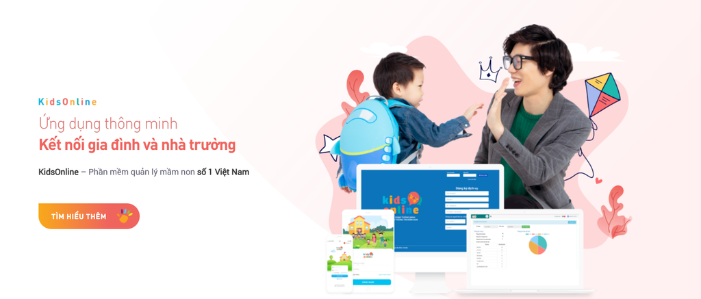 Màn hình trang web của ứng dụng KidsOnline